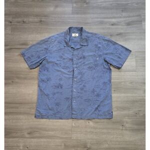 Vtg Solitude Hawaiian Shirt Mens XL Blue Floral Button Up Short Sleeve Tropical